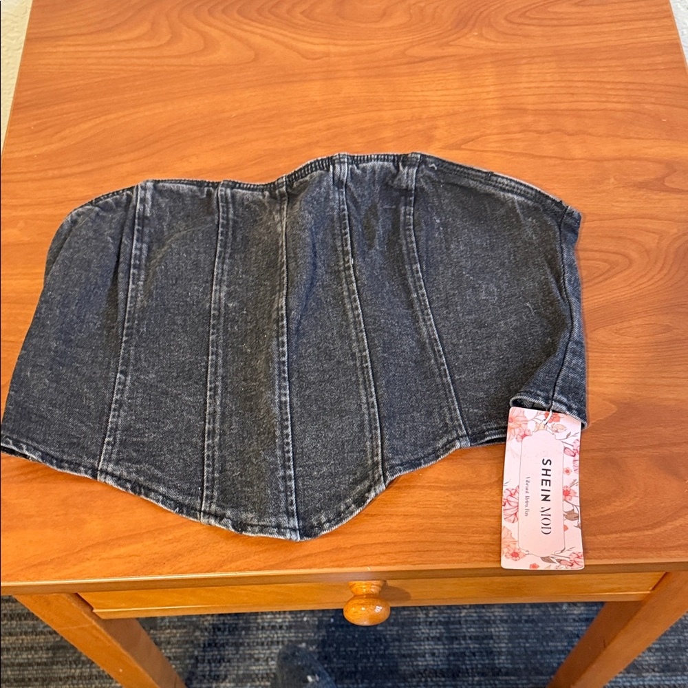 SHEIN Dark Wash Denim Bustier